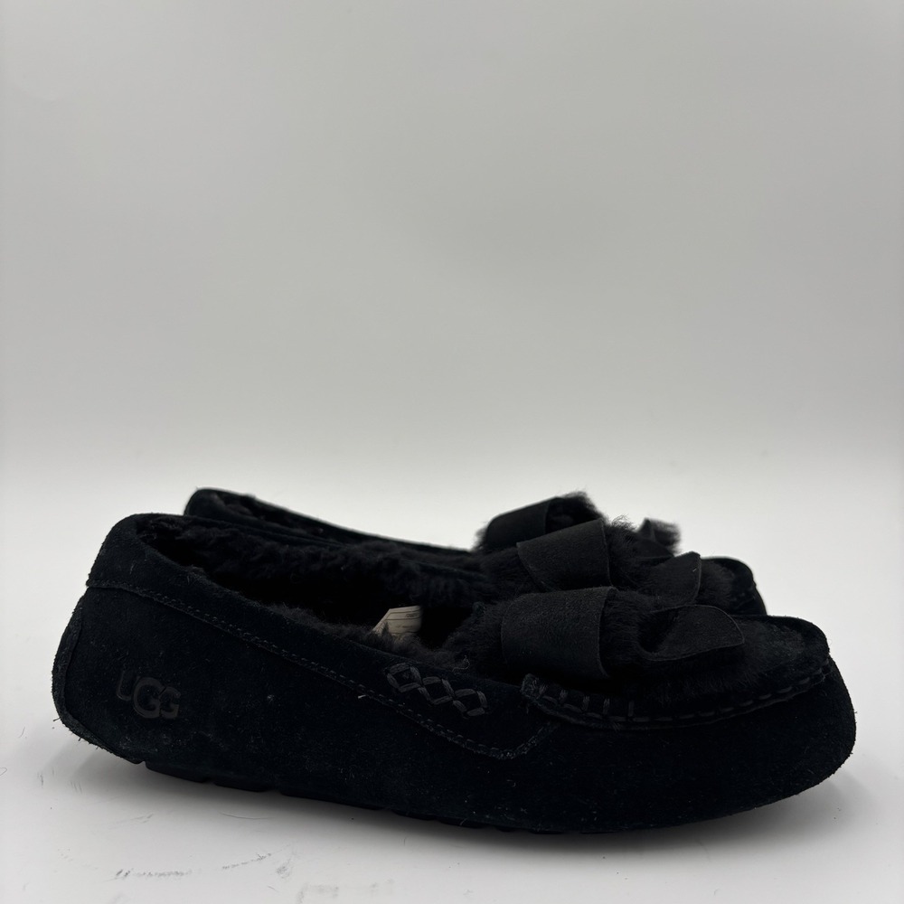 Ugg Ansley Heritage Bow Slippers Black Women's Size 6 Slip‎ On